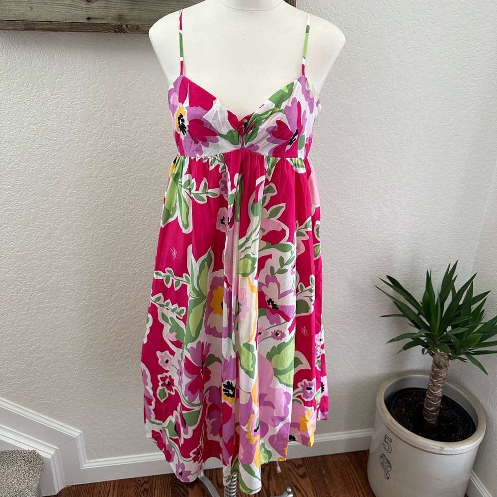 Tommy Hilfigler silk cotton floral flowy vacation dress size US 10 NWT
